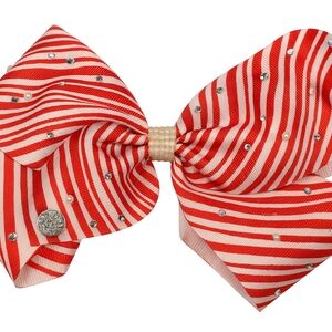 Rare JoJo Siwa H.E.R. Holiday Candy Cane Rhinestone Pearl Bow – Limited Edition